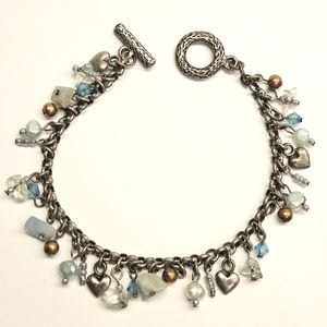 Beaded Stone and Beads Charm Bracelet